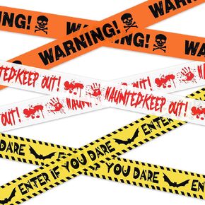 3Pcs Halloween Caution Tape Bundle, Warning - Enter If You are Dare - Haunted Keep Out, Creepy Scary Halloween Fright Warning Tape, Halloween Party Barricade (3Inch x 29.8Ft Each)