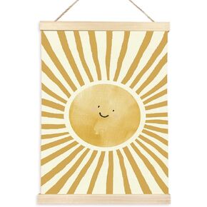 CGBHW Boho Sun Sunshine Smiley Poster Hanger Frame, Inspirational Bohemian Decor, Yellow Nursery Kids Room Posters Wall Art Hanging Decor for Baby Girls Room Therapy Office Classroom School Decor