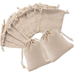 handrong 50pcs Small Cotton Bags Drawstring Bags Reusable Muslin Cloth Gift Candy Favor Bag Jewelry Pouches for Wedding DIY Craft Soaps Herbs Tea Spice Bean Sachets Christmas, 3x4 inch