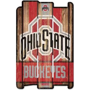 Wincraft NCAA Ohio State University Wood Fence Sign, Black