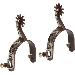 KUIDAMOS Cowboy Spurs Vintage Bronze Low Carbon Steel Horse Spurs with Turnable Gear for Horse