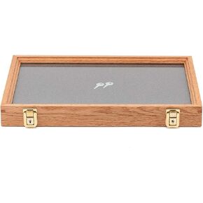 Two Timbers Large Display Case with Oak Finish Handmade Wood Box with Glass Top, Arrowheads, Knives, Rocks, Pins, Collectibles, Collections, Medals, Military Coins 4h, Memory Box Keepsakes in Saudi Arabia