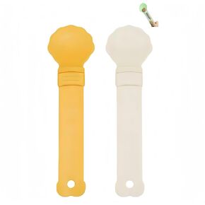 2Pcs Cat Strip Feeder Squeeze Spoon, Cat Strip Feeder Spoon, Cat Strip Happy Spoon for Cat Lickable Squeezable Creamy Treat (Beige&Green/Beige&Orange)