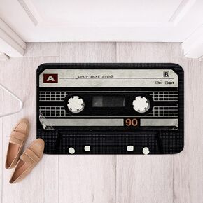 jejeloiu الرجعية شريط كاسيت سجاد الحمام الأسود الموسيقى كاسيت حمام الحصير للحمام للأطفال خمر الموسيقى الشريط سجاد Btah للاستحمام حوض الاستحمام موضوع الموسيقى اكسسوارات الحمام 20 "× 32" in Kuwait