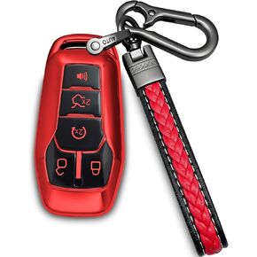 for Ford and for Lincoln Key fob Cover with Keychain/Keyring,Soft TPU 5 Buttons Key Shell,fit 2016 2017 Explorer for Mustang Fusion MKZ MKC Remote car Key(Purple)