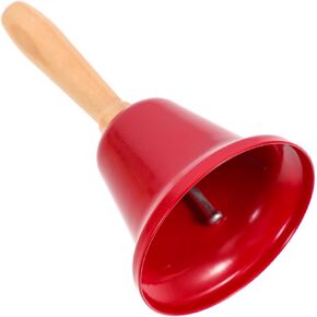 MAGICLULU Christmas Hand Bell 1Pcs Xmas Hand Call Bell Handbell with Wooden Handle Solid Loud Hand Bell for Christmas Dinner Calling Decor Red Metal Handle Bell