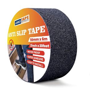 ADHES Anti Slip Tape, 4 inch x 20 feet Non Skid Tape, Best 80 Grit Friction Tape Waterproof Non Slip Tape Traction Tape Black Grip Tape for Stairs, Steps and Ramps, Indoor & Outdoor Use