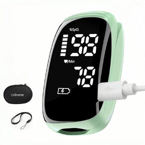 Pulse Oximeter, Blood Oximeter, Fingertip Pulse Oximeter, Rechargeable Pulse Oximeter, Accurate Rapid Blood Oximeter SpO2 Readings Outdoor Sports Home Use （green）