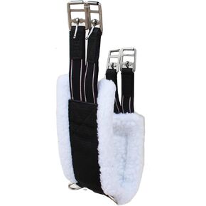 CHALLENGER English Saddle Fleece Girth Black Nylon Webbed Double-Elastic Ends 97127BK