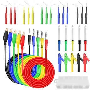 4mm Banana Plug Test Lead Wire Cables,30PCS Electrical Test Leads Sets with Alligator Crocodile Clips,Test Fork Clips,Wire Piercing Probes,Stackable Banana Plug Back Probe Pins for Multimeter