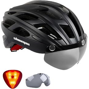 Shinmax Bike Helmet, CPSC/CPC Bike Helmet for Adult Men Women with Magnetic Goggles&Led Back Light Cycling Helmet Adjustable SM-T69