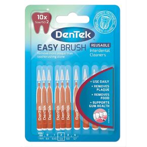 DenTek Easy Brush Interdental Brushes, ISO1/0.45mm for Removing Food and Plaque Between Teeth. 10 Pack
