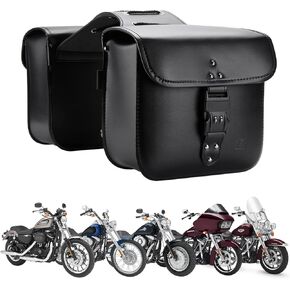 KEMIMOTO Motorcycle Saddlebags Throw Over Saddle bags with lock Small Size Panniers 14L Side Bags for Sportster Softail Dyna Road King Synthetic Leather Universal Luggage