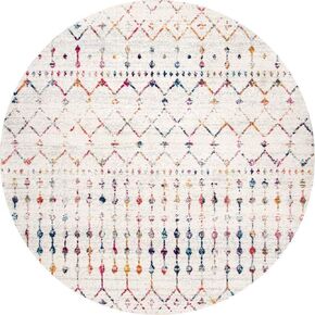 nuLOOM 6 Round Moroccan Blythe Area Rug, Light Multicolor, Faded Bohemian Design, Stain Resistant, For Bedroom, Dining Room, Living Room, Hallway, Office, Kitchen, Entryway
