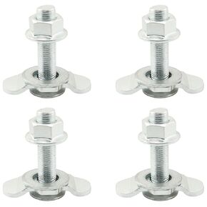TAODAN 4PCS Storage Rail Buckles Aircraft-Style Seat Track RV Luggage Bag Fastening Buckles L Track Fitting Bolt Double Stud Fitting Suitable for Trucks and Trailers Silver