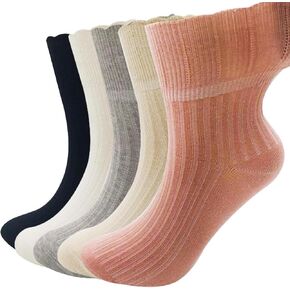 Diabetic Socks Non-Binding Wide Top Loose Fitting Extra Width Socks Thick Ankle Crew Socks Medical Hospital Socks for Diabetes Edema Casual Dress Sox (5 Pairs)