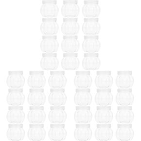 Garneck 36 Pcs Pumpkin Jar Bulk 5oz Clear Candy Jar with Lid Plastic Snack Container Storage Transparent Candy Dish for Halloween Home Party Wedding Decor