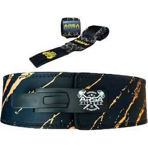 Two-Piece Bundle With Lever Belt & Wristwraps for Men & Women for Powerlifting Back Support Workout Deadlifts Squats 10MM Thickness 4" Width - Arabian Nights Bundle
