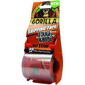 Gorilla Packing Tape Tough & Wide with Dispenser for Moving, Shipping and Storage, 2.83" x 35 yd, Clear, (Pack of 6)