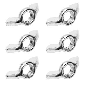 Yinpecly 10 Pcs M6 Wing Nuts, Carbon Steel Zinc Plated Hand Twist Tighten Ear Butterfly Nut for Furniture Decoration, Silver