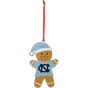 North Carolina Tar Heels (UNC) Gingerbread Man Metal Christmas Ornament