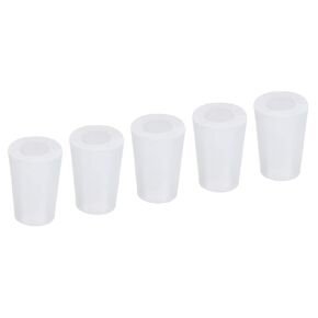 YOKIVE 5Pcs Silicone Rubber Stoppers with Hole, Tapered Plugs with High-Temperature Resistance | Protect Hole, Great for Lab Industry (White, 11mm to 15mm)