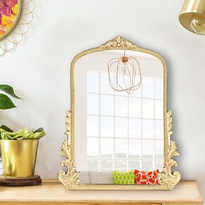 Vintage Small Arched Mirror, 20 * 16in Wall Mounted Vanity Mirror for Living Room, Bedroom, Bathroom, Entryway, Porch, Home and Dormitory, Versatile, Easy to Install, Space-Saving Gold