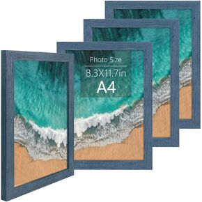 Frametory, A2 Picture Frame Set of 4, Engineered Wood Frame with Acrylic Cover Gallery Wall Frame (Black, 4 Pack)
