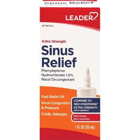 Leader Extra Strength Sinus Relief, 1oz. Per Bottle (Pack of 4)