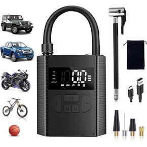 Wireless air Pump Intelligent Charger,7.4V & 4000mAh & 150PSI Cordless Electric for Car, Motorcycle, Bike, Ball,Tire Pressure Detection, air Pump, Night Lighting, and Built-in Power Bank Function
