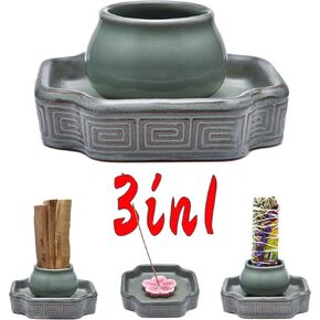 Incense Holder for Sage Sticks Incense Burner 3-in-1 Palo Santo Holder Insence-Stick Holder