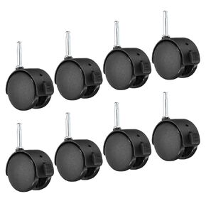 PATIKIL 1.2 Inch Swivel Stem Casters, 6 Pack Nylon 360 Degree Insert Swivel Stem Wheels with Brake for Chair Shelf Furniture Replacement, Black