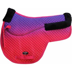 CHALLENGER Horse Cotton Quilted Fur Padded Trail Contoured English Saddle Pad Ombre 72166