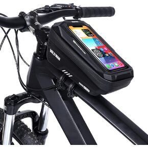 WILD MAN 1L Quick Release Waterproof Bycicle Front Frame Bike Bag Bike Phone Holder with Touch Screen Top for Mountain Road Bike MTB Cycling
