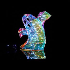 2 Pcs Prismatic Iridescent Spooky Ghost, Prismatic Ghost LED Lights, Halloween Lights Gift for Women Men, Funny Colorful Glow Lights Halloween Decorations Indoor(Large Ghost)