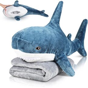 Shark Plush Shark Toys Shark Stuffed 2 in 1 Animal with Blanket 32 Inch Giant Big Large Stuffed Shark Pillow Blanket Doll for Boys Girls Room(Pink)