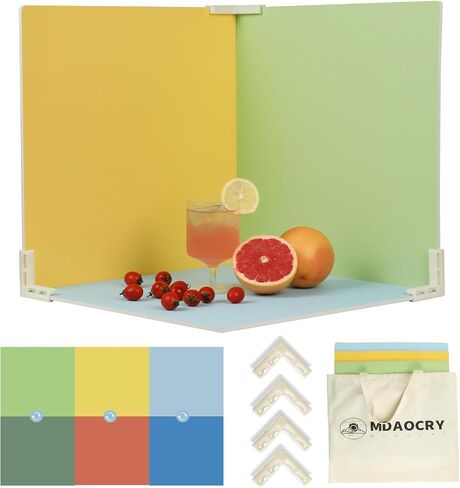 2 Pack Backdrop Boards for Photo | 24 x 24 Inches | Replica Surface | Food Photography Background | Marble & Cement | 4 Brackets in Saudi Arabia
