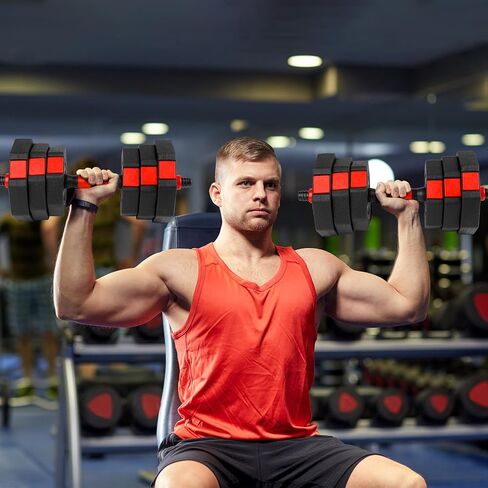 Adjustable Dumbbells Set 22LBS/33LBS/44LBS/55LBS/66LBS Free Weight Set with Connector, Free Weights Dumbbells Set for Barbell, Weightlift, Fitness Exercises for Home Gym Men Women in Saudi Arabia