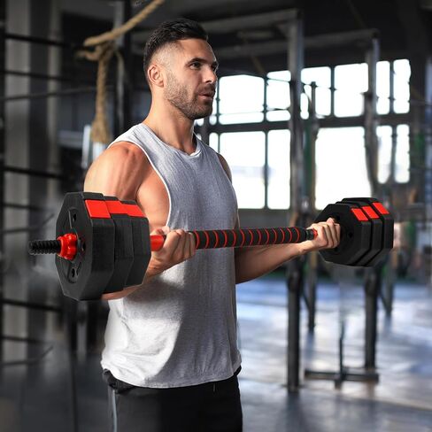 Adjustable Dumbbells Set 22LBS/33LBS/44LBS/55LBS/66LBS Free Weight Set with Connector, Free Weights Dumbbells Set for Barbell, Weightlift, Fitness Exercises for Home Gym Men Women in Saudi Arabia