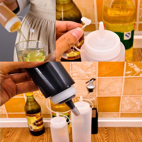 12 عبوة من أغطية زجاجات الضغط البديلة البلاستيكية 38 مم/410 غطاء زجاجة صلصة واسع الفم مع غطاء طرف مضاد للفقد لصلصات الكاتشب والبهارات والشراب 8/12/16 أونصة موزعات زجاجات رش in Kuwait