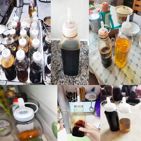 12 عبوة من أغطية زجاجات الضغط البديلة البلاستيكية 38 مم/410 غطاء زجاجة صلصة واسع الفم مع غطاء طرف مضاد للفقد لصلصات الكاتشب والبهارات والشراب 8/12/16 أونصة موزعات زجاجات رش in Kuwait