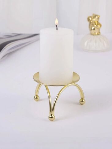 B H Handicrafts Handemade Gold Metal Iron Plate Candle Holder, Decorative Iron Pillar Candle Plate Decorative Candle Stand for Table Centerpiece Iron Wedding Pillar Candle & Stands Gifts (Pack of 1) in Saudi Arabia