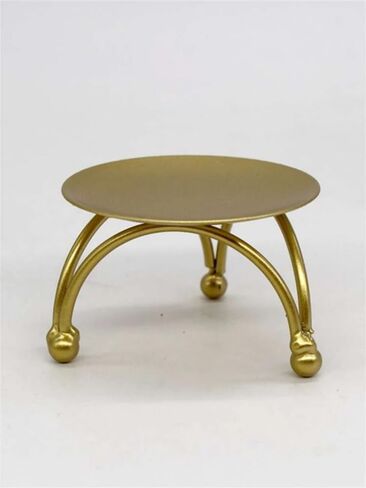 B H Handicrafts Handemade Gold Metal Iron Plate Candle Holder, Decorative Iron Pillar Candle Plate Decorative Candle Stand for Table Centerpiece Iron Wedding Pillar Candle & Stands Gifts (Pack of 1) in Saudi Arabia