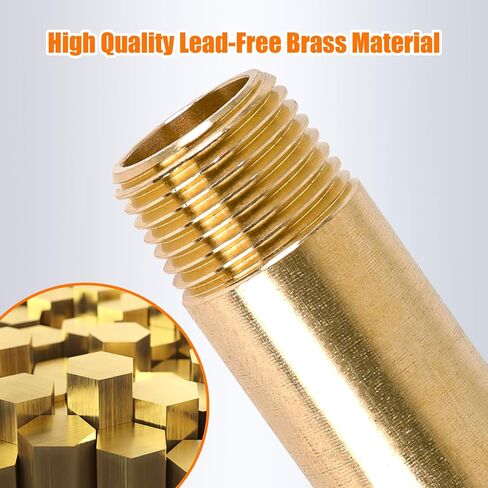 Brass Long Nipple, 1/2" x 1/2", 3" Length, Male NPT Pipe Replacement, Fits for Fuel, Air, Water, Oil, and Gas WOG (1 Count) in Saudi Arabia