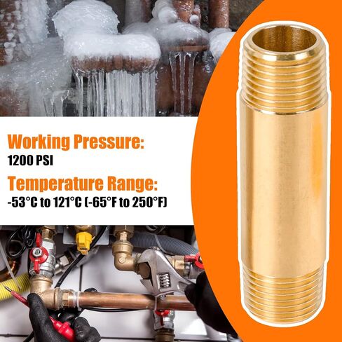 Brass Long Nipple, 1/2" x 1/2", 3" Length, Male NPT Pipe Replacement, Fits for Fuel, Air, Water, Oil, and Gas WOG (1 Count) in Saudi Arabia