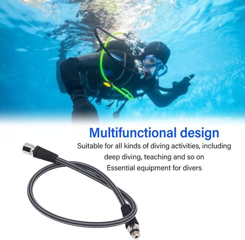Fabater High Pressure Hose, Professional Scuba Diving Flexible Braided Hose, HP Regulator Hose with 7/16‑20UNF Thread, Carbon Fiber Braided & Aluminum Alloy Adapter for Diving in Saudi Arabia