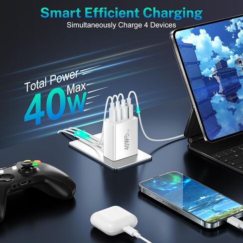USB C Fast Charger 40W USB C Wall Charger Block Type C Charging Blocks Boxeroo USBC Power Delivery Fast Plug Adapter for iPhone 15/14 13 12 11 Pro Max XS XR X 8 7 6 SE, iPad, Samsung in Saudi Arabia