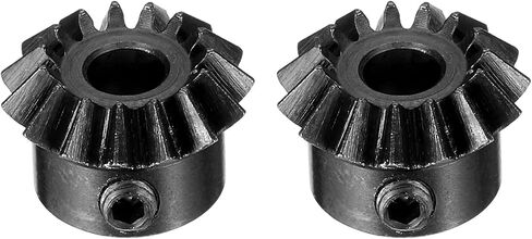 uxcell 2pcs Bevel Gear 0.8 Module 1:1 Reduction Rate 15T 4mm Hole Dia Bevel Pinion Gear 45# Steel, 45 Degree Steering Gear for Hardware Mechanical Rotation, Black in Saudi Arabia