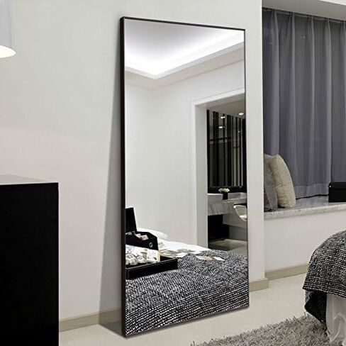 H&A 65"x22" Full Length Mirror Bedroom Floor Mirror Standing or Hanging (Black) in Saudi Arabia
