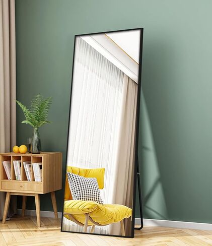 H&A 65"x22" Full Length Mirror Bedroom Floor Mirror Standing or Hanging (Black) in Saudi Arabia